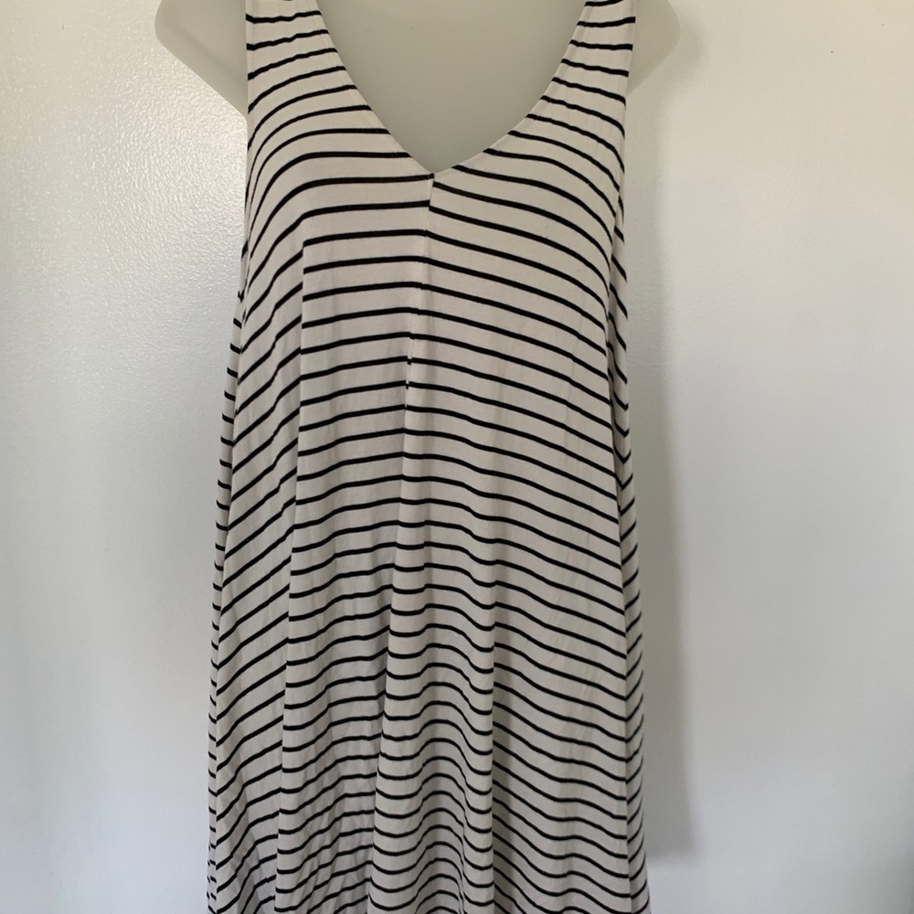 Black and white striped sun dress